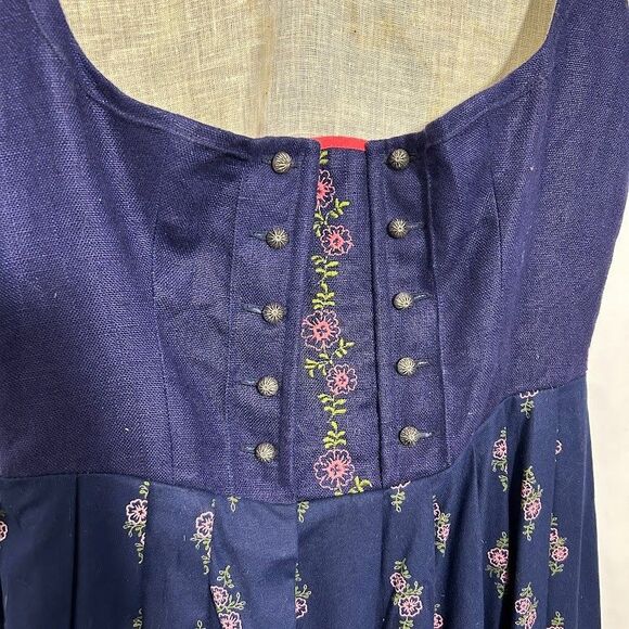 VTG Sportalm Austrian Kitzbühel Floral Button Bodice Pleated Skirt Dress 44 - Picture 8 of 11